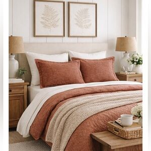 Pottery Barn Belgian Linen Pillow Sham Standard Brick Red